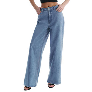 Pantalones Vaqueros Anchos para Mujer, Transpirables, al Por Mayor, MOQ Bajo, Diseño Personalizado, Último Modelo, para Venta en Línea - Product Image 1