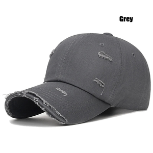 Gorra de Béisbol Estilo Vintage Desgastado, Unisex, 6 Paneles, Ajustable, de Algodón, Color Gris Sólido, Estilo Casual - Product Image 5