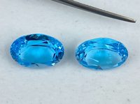 Topaze bleue naturelle, taille ovale facettée, pierres précieuses en vrac, tailles assorties 4x3mm-18x13mm, calibrées, jeu de couleurs excellent, qualité rare, troisième catégorie
