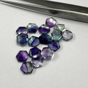 Naturel 8mm arc-en-ciel Fluorite facettes hexagone coupe pierres précieuses calibrées en vrac pour bijoux au prix d'usine de l'Inde fabricant - Product Image 1