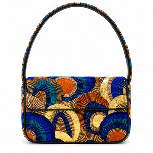 Luxury Handmade Modern Coastal Seashell Glass <b>Beaded</b> Durable Lightweight Button Closure Women's Designer Clutch Shoulder Bag - Product Image 2