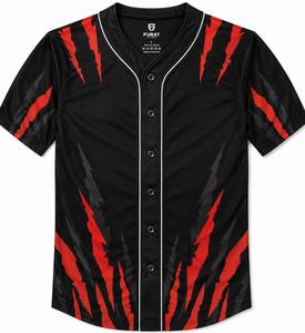Custom Logo Baseball Uniform Black <b>Red</b> Sublimated Moisture Wicking Short Sleeve Regular Fit Adult All Seasons Custom Team Name - Product Image 2