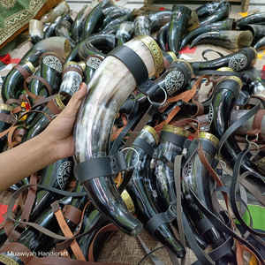 Cuerno que sopla de buey de alta calidad 100%, venta al por mayor y superventas con anillo de latón, cuerno que sopla con correa de cuero a bajo precio - Product Image 5