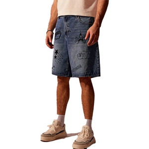 Pantalones Cortos de Mezclilla para Hombre, Diseño Gráfico OEM, Pierna Ancha, Corte Holgado, Estilo Urbano, Lavado Vintage, Pantalones Cortos de Jean Sueltos, Venta Caliente 2026 - Product Image 5