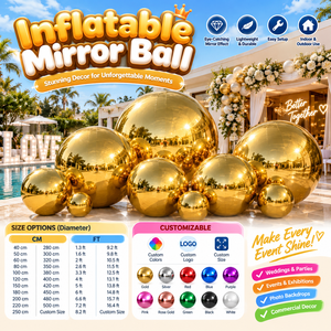 Grande <span class=keywords><strong>Sfera</strong></span> Specchiata Gonfiabile in <span class=keywords><strong>PVC</strong></span>, Pallone Lucido Appeso per Decorazioni Natalizie, Matrimoni, Feste di Compleanno - Product Image 2