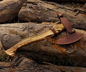 Hand Forged Viking Original D2 Steel Pizza <b>Axe</b> with Ambidextrous <b>Wood</b> Handle Eco-Friendly for Cutting and Slicing - Product Image 3