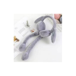 ที่ปิดหูผ้ากำมะหยี่สีเทาพร้อมผ้าพันคอแนบมาเพื่อความอบอุ่นและมีสไตล์ - Product Image 1