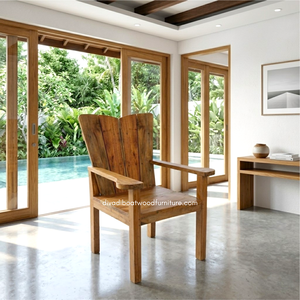 Handcrafted <b>Rustic</b> Natural Wooden <b>Chair</b> with Armrest Reclaimed Boat Wood Eco-Friendly Indoor Outdoor Hotel Home Villa Furniture - Product Image 3