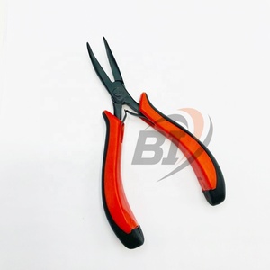 Stainless Steel Curved <b>Hair</b> Extension Pliers with Rubber <b>Grip</b> Handle Custom Brand Name Micro Beads Tool Pliers - Product Image 1