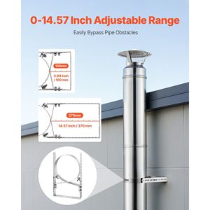 Support mural réglable en acier inoxydable 304 pour tuyaux d'échappement de 6 pouces de diamètre, kit de montage multifonctionnel robuste - Product Image 3
