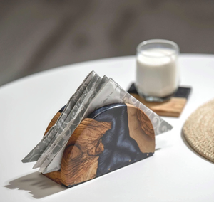 Trending Wood & Resin Napkin Holder <b>Rectangle</b> Restaurants Decorative For <b>Coffee</b> Mug <b>Table</b> Resin & Wood Napkin Ring - Product Image 3