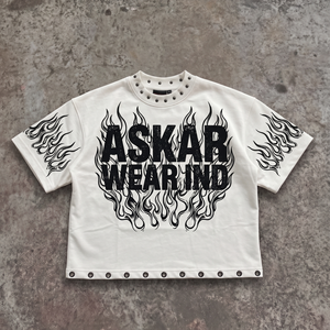 เสื้อยืดครอปโอเวอร์ไซส์ผู้ชาย แขนสั้น คอกลม ระบายอากาศได้ดี ผลิตจากผ้าฝ้ายออร์แกนิคที่ยั่งยืน แฟชั่นแนวสตรีท - Product Image 1