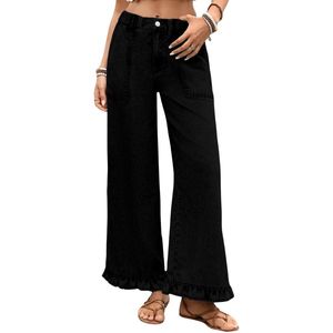 Jeans en denim pour femmes, sur mesure, 100% coton, pantalon à jambes larges, silhouette minimaliste et épurée, pantalon décontracté streetwear - Product Image 4