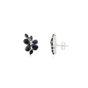 Best Selling Women's Solid <b>Silver</b> Natural Pear & Marquise Cut Blue Sapphire Floral <b>Stud</b> Earrings Fine Handmade Jewelry - Product Image 3