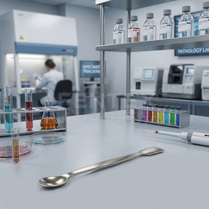 Cuchara Espátula de Acero Inoxidable para Químicos, Cuchara de Muestreo de Micropartículas de Doble Extremo para Laboratorio, Herramienta para Manipulación de Reactivos - Product Image 3