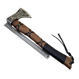 Hacha Vikinga Tomahawk |   Cuchilla de Acero al Carbono Forjada a Mano de 16 Pulgadas con Funda de Cuero y Madera de Palisandro |   Hacha para Trabajos en Madera, Camping y Actividades al Aire Libre, Ideal para Regalo - Product Image 1