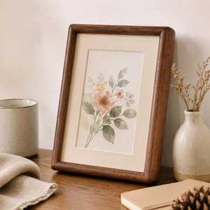 <b>Rounded</b> Corner Solid Wood Photo <b>Frame</b> for Tabletop Display, Natural Wood Decor - Product Image 1