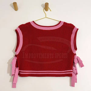 Chaleco de punto recortado personalizado de alta calidad para mujer, ropa de moda, chaleco de punto recortado para mujer - Product Image 2