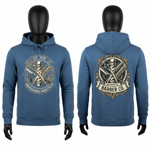 Men's Barber Shop <b>Hoodie</b> 220-260 GSM Polyester/Cotton Knitted Fabric Breathable Waterproof Windproof Eco-Friendly Pocket Front - Product Image 5