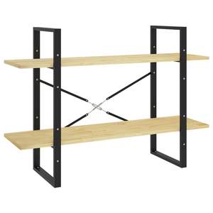 Librería de madera de pino sin tratar y metal negro - Product Image 2