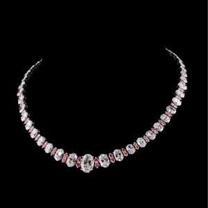 High Jewelry Luxury Designer Bridal Wedding <b>Statement</b> <b>Necklace</b> Elegant 18K Solid Gold Tennis Oval - Product Image 1