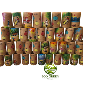 Tasse décorative artisanale en bambou avec illustration de paysage coloré pour accessoires de maison, boutiques de cadeaux, marchés touristiques et boutiques - Product Image 3