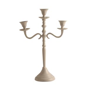 Candélabre nordique blanc mat à 3 bras en aluminium, porte-bougie minimaliste à trois branches en métal, centre de table moderne pour bougies coniques - Product Image 3