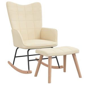 Fauteuil à bascule crème avec tabouret pour la décoration du salon - Product Image 2