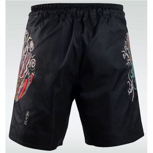 Shorts de sport décontractés pour hommes, noirs, à séchage rapide, avec imprimé brodé de personnages, taille élastique, taille mi-haute - Product Image 6