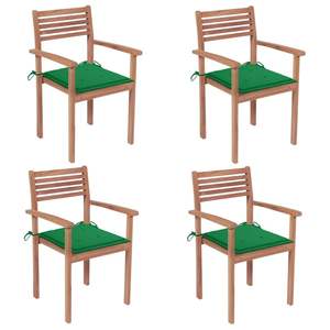 Set di 4 Sedie da Giardino in Teak Verde Naturale Finemente Levigato, Collezione Sedie da Patio - Product Image 1
