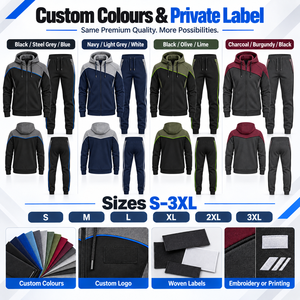 Custom Mens 360 GSM Lightweight 100% Polyester Fleece Winter Solid Eco-Friendly Tracksuit OEM Private Label Zip <b>Hoodie</b> Jogger - Product Image 5