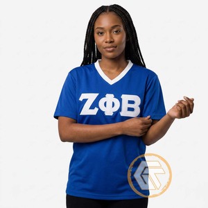 T-shirts personnalisés GREEK TREASURES Zeta Phi Beta pour femmes, col en V, manches courtes, logo, 100% coton, respirant, écologique - Product Image 4