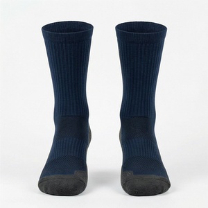 Crew <b>Socks</b> Solid Navy Blue Knitted Polyester Spandex Quick Dry <b>Running</b> Athletic <b>Socks</b> for Adults Spring Season - Product Image 1
