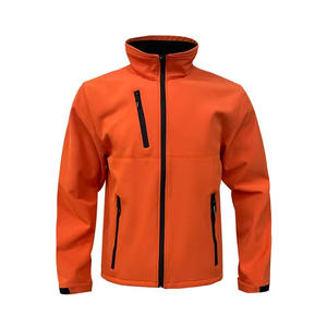 Veste polaire orange pour homme, à capuche, col montant, respirante, avec poche zippée, couleur unie, style sportif, manteau d'hiver - Product Image 3