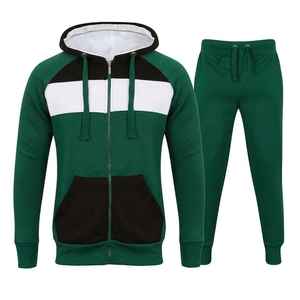 Wholesale Unisex Color Block Hooded Tracksuit Set <b>Zip</b> Up <b>Sweatshirt</b> Jogger Pants Loose Fit Adult Activewear Sportswear - Product Image 6