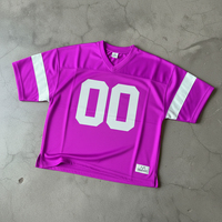 Jersey Sepak Bola Amerika Streetwear Custom Sublimasi, Kerah V, Lengan Setengah, Bahan Mesh Bernapas, 100% Poliester, Cepat Kering