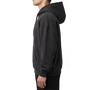 Sweat-shirt à capuche pour homme, poids lourd 400 g/m², noir uni, manches longues, poche kangourou, coupe classique, en coton - Product Image 2