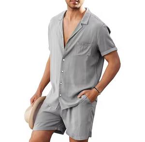 Ensemble été chemise et short deux pièces pour adolescent, chemise homme à manches courtes - Product Image 3