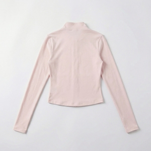 Light Pink <b>Zip</b> <b>Up</b> <b>Jacket</b> & Shorts Set | Long Sleeve Stand Collar Activewear Set | High Waist Shorts | Custom OEM Manufacturer - Product Image 4