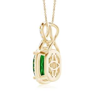 Colgante Infinito de Esmeralda Verde Natural con Corte Rectangular de 8*6MM y 1.25C, Certificado IGI, Oro de 14K, con Diamantes Engastados en Pavé - Product Image 5