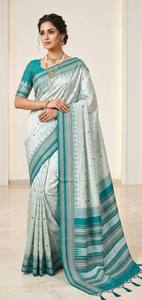 Silk <b>Saree</b> Traditional Indian Wedding Dress Banarasi Style with Border Pattern Floor-Length for Women - Product Image 1
