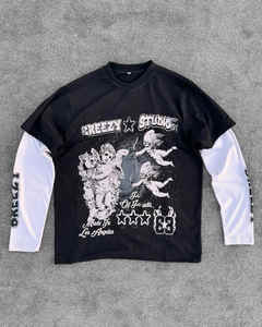 Ropa de calle personalizada para hombre, camiseta de manga doble capa, camiseta Unisex 2 en 1 de manga larga doble capa - Product Image 6