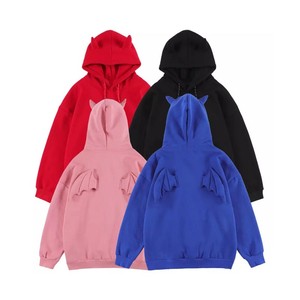 Sudadera con Capucha Azul Unisex con Diseño de Orejas de Gato, Corte Holgado, Estilo Casual para Otoño, Manga Larga, Bolsillo Frontal - Product Image 6