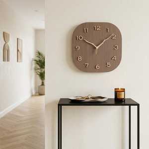 Reloj de Pared Cuadrado, Silencioso, con Diseño 3D de Hojas Naturales, Acabado Imitación Madera, Moderno, Bonito y Minimalista para Sala de Estar - Product Image 3