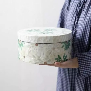 Cajas de almacenamiento redondas decorativas de mosaico para muebles del hogar, cajas coloridas hechas a mano para madre de perlas, el más vendido - Product Image 3