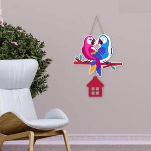 Décoration murale rectangulaire en MDF Arya Digital Modern Macaw Parrot, peinture murale en bois à suspendre, pièce unique pour la maison, le salon, le bureau - Product Image 2