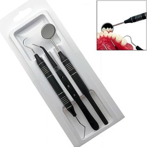 3pcs/set Dental Mirror Kit Stainless Steel Teeth Cleaning Instruments Mouth <b>Probe</b> Hook Tweezer Dentist <b>Probe</b> Comfortable Handle - Product Image 1