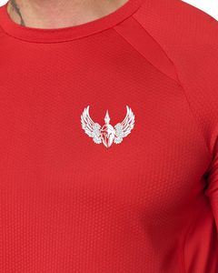 T-shirt de sport rouge pour homme, décontracté, à manches courtes, col rond, léger, respirant, pour l'été, la gym, le fitness et l'entraînement - Product Image 4