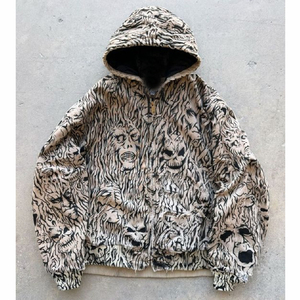 Men Distressed Hoodie Oversized Streetwear Fleece Pullover Vintage Graphic Heavyweight Loose Fit Urban Hooded Sweatshirt - Product Image 1