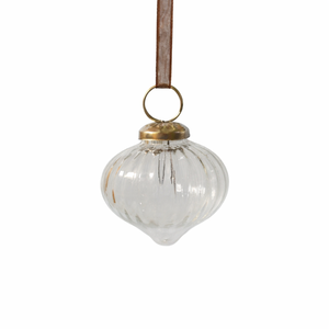 Premium Ribbed <b>Clear</b> Glass | Hanging <b>Bauble</b> Ornament | Christmas Tree | Decorative Ball | Elegant | Holiday Home Decor | Gift - Product Image 1